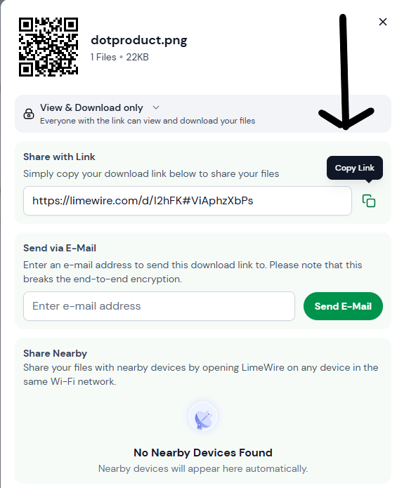 Voorbeeld LimeWire upload